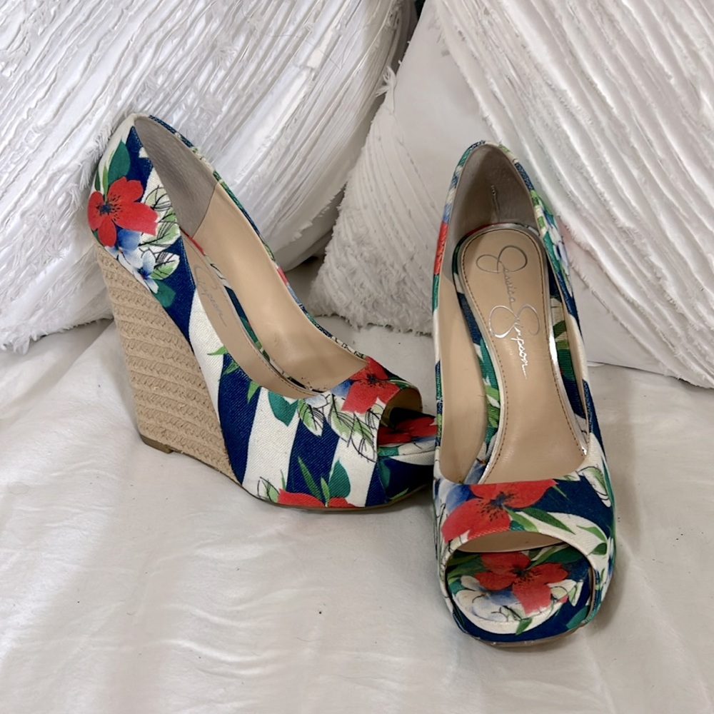 Flowered Jessica Simpson Wedges